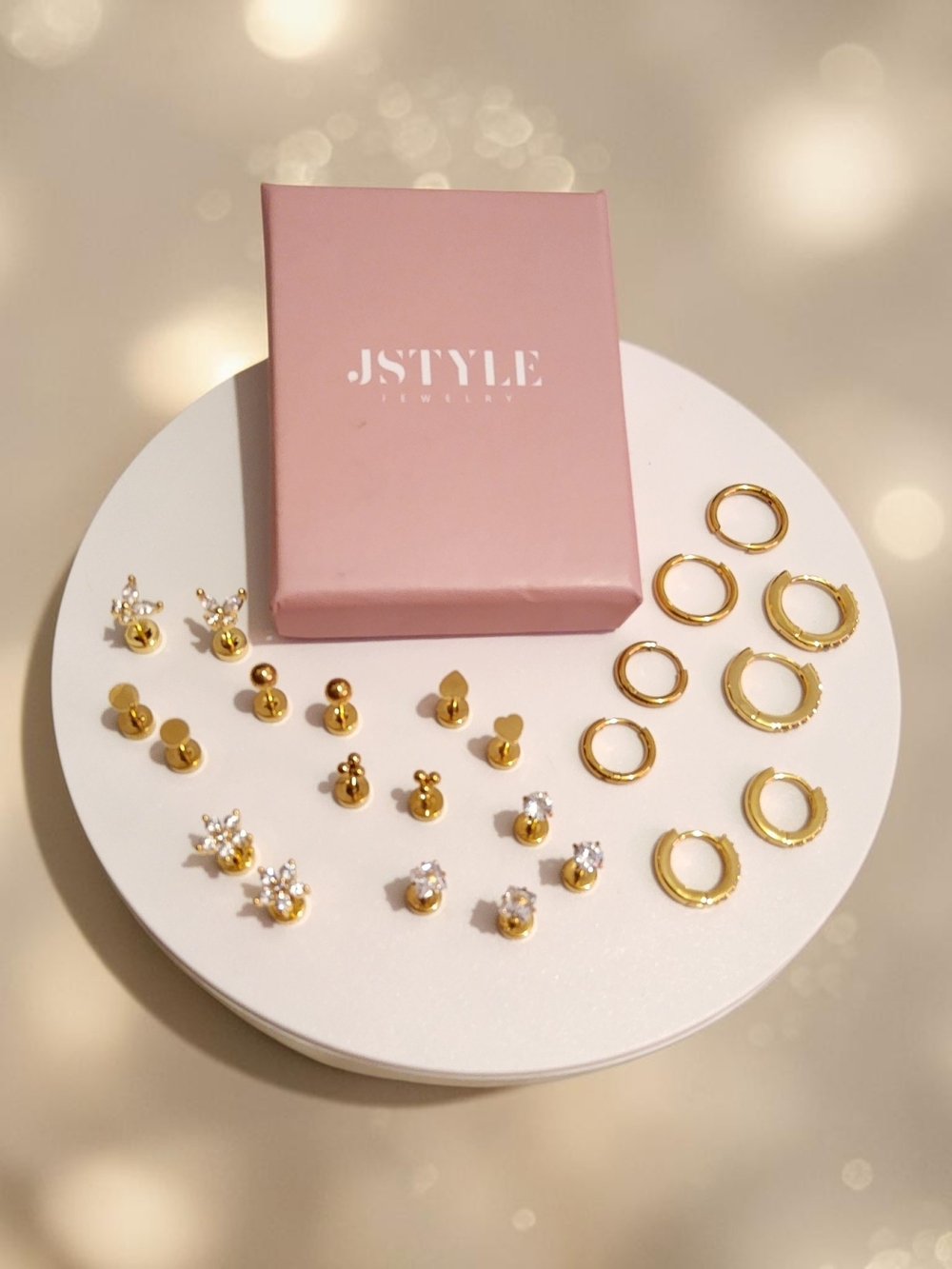 JStyle Gold Earring Set - Assorted Studs & Hoops
